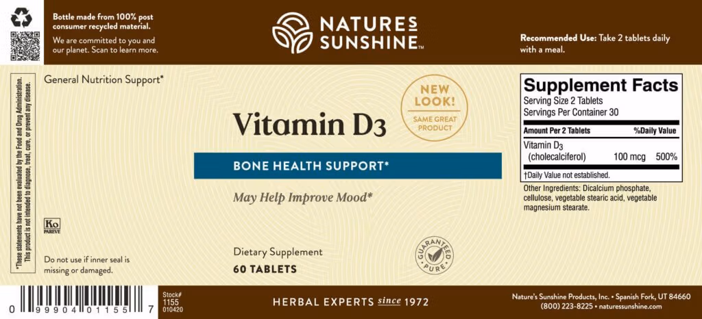 Vitamin D3 Label Information