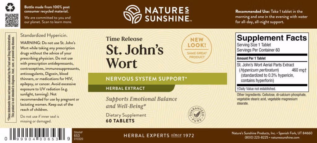 St. John's Wort Label Information