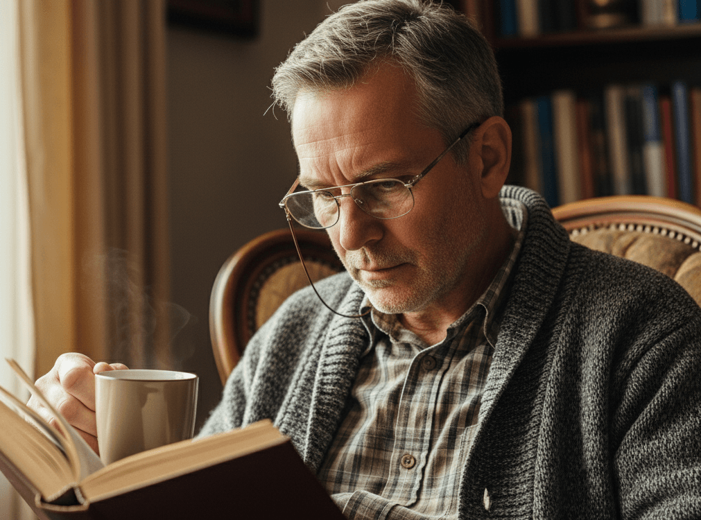 Man reading book