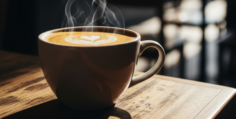 Hot cup of coffee.
