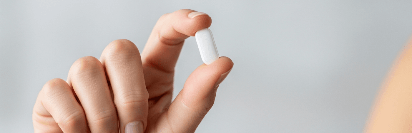 Hand holding multivitamin